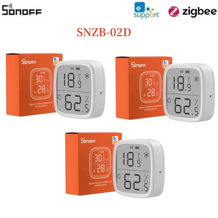 SONOFF SNZB 02D Zigbee Temperature Humidity Sensor SNZB-02D LCD Remote Real-time Monitoring Alexa Google Home Voice Control