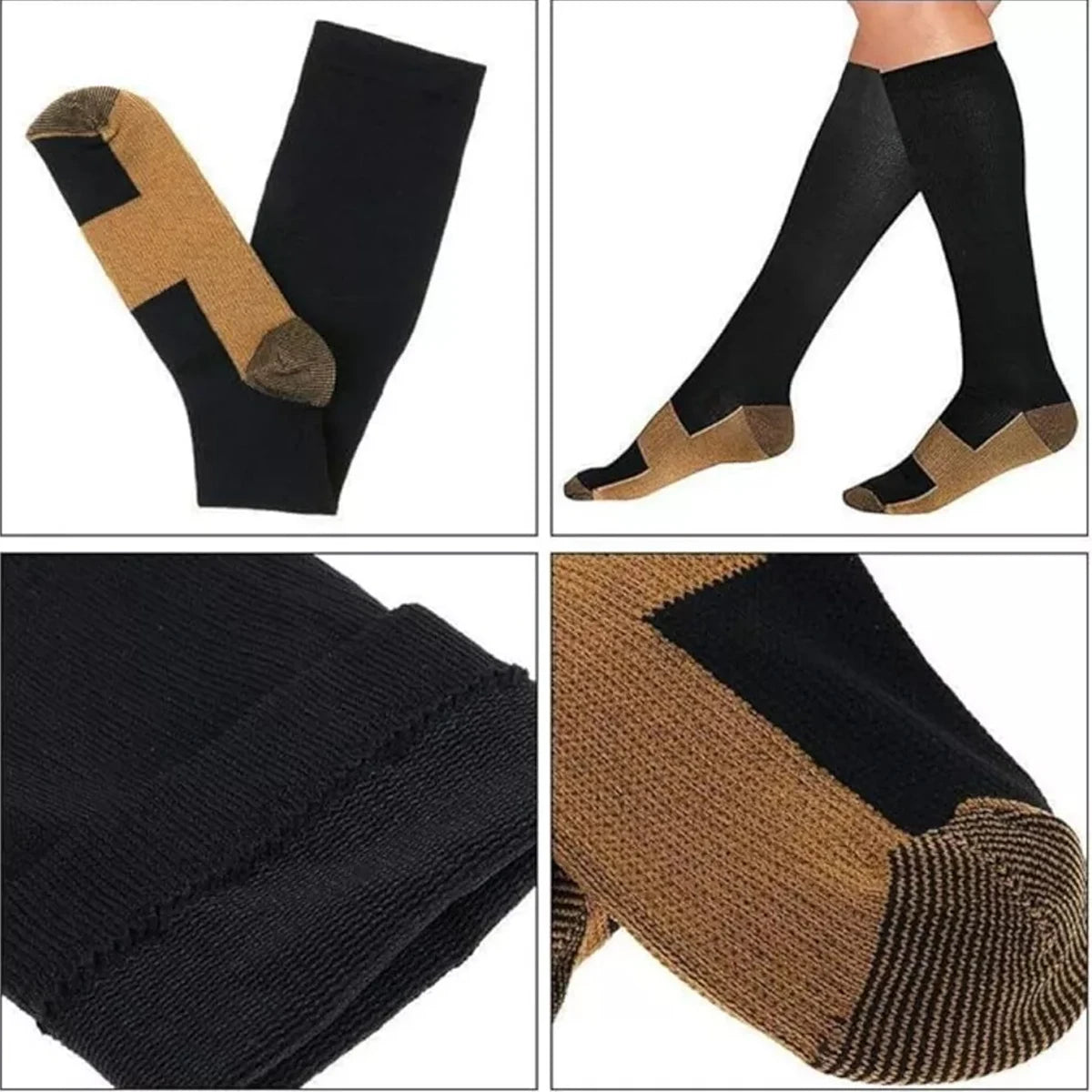 6Pair Unisex Copper Infused Compression Socks Men & Women Anti-Fatigue Varicose Vein Stocking Flight Travel Running Sports Socks
