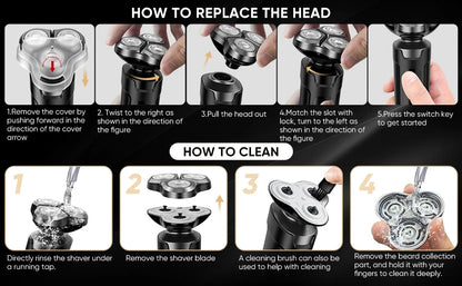Sejoy Shaver Barber for Men 5 in 1 Electric Razor Rechargeable with Beard Trimmer Lithium Battery Portable Shavers for Travel