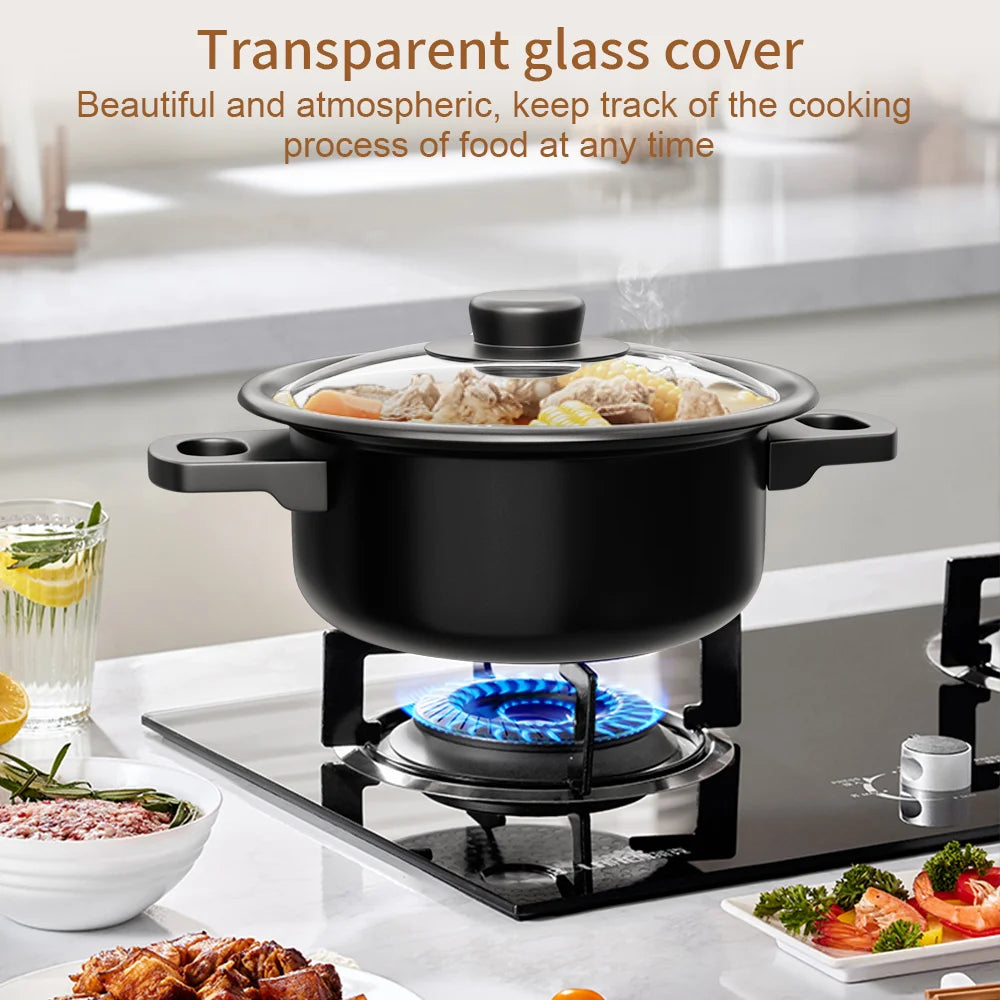 13pc Cookware Set Kitchen Pots and Utensils Set Non-Stick Frying Pan/Soup Pot/Saucepan Suitable for gas induction cooktops