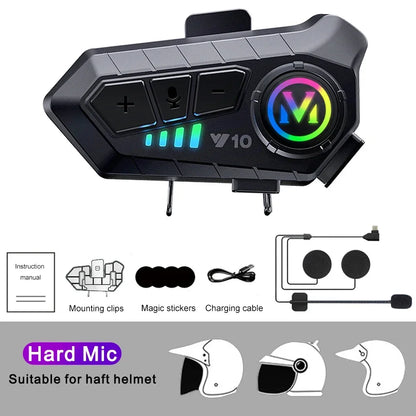 Y10 Bluetooth 5.3 Helmet Headset Wireless Hands-free Call Phone Kit Motorcycle Waterproof Earphone Music Player Speaker for Moto