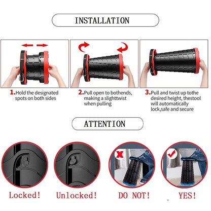 thickening Portable Folding Telescopic Stool Lightweight Plastic Subway Queuing Chair and Outdoor Camping Fishing with Carry Bag