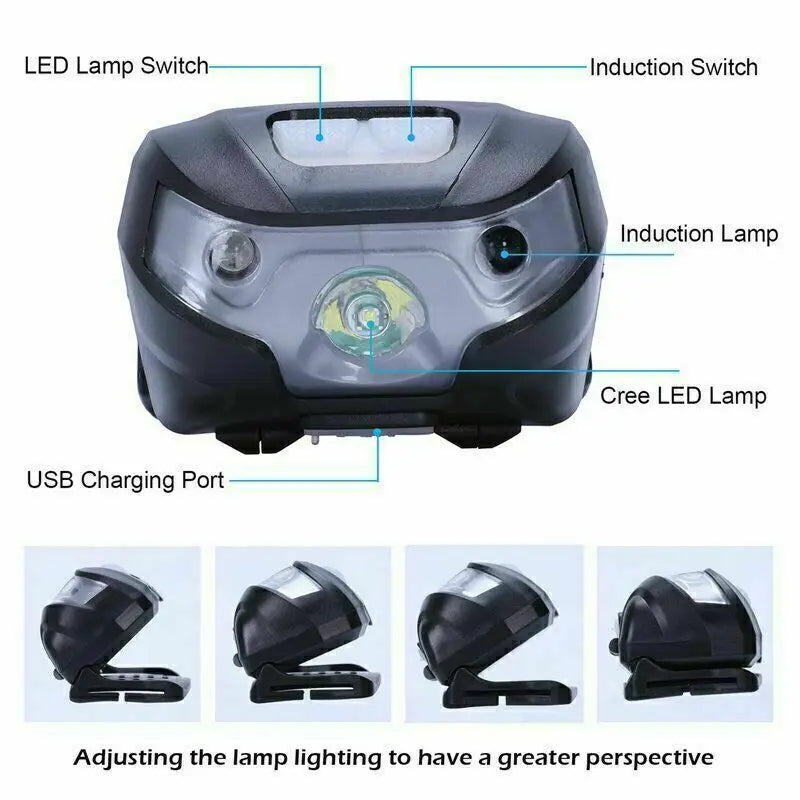 1/2X Super Bright Waterproof Head Torch Headlight LED USB Rechargeable Headlamp UK