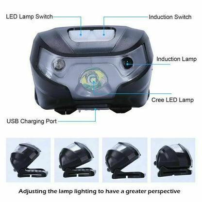1/2X Super Bright Waterproof Head Torch Headlight LED USB Rechargeable Headlamp UK