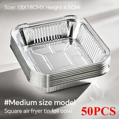 50/100PCS Air Fryer Liners Aluminum Foil Bowls Disposable Food Grade Air Fryer Paper for for Baking Frying Grilling Roasting