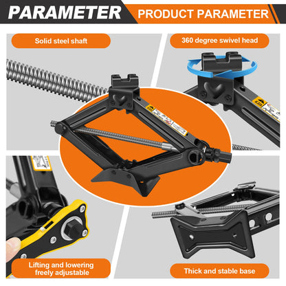 DayPlus Scissor Jack,Compact Car Jack 2 Ton/4409 LBS,105 to 385mm Lifting Range,with Hexagonal Lug Wrench for Cars/SUVS/Sedans