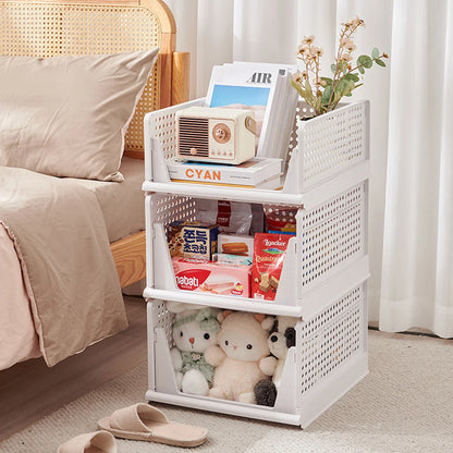 【Breeins】Foldable Stackable Drawer Storage Basket Wardrobe Storage Organiser Stackable Plastic Storage Basket Cupboard