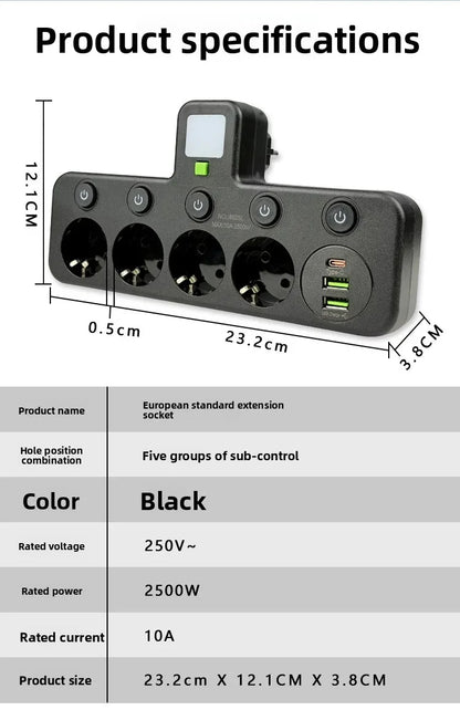 EU Plug AC Socket Power Board Multi-layer Wall Socket Universal Network Filter with Or Without USB Independent Switch Light Adap