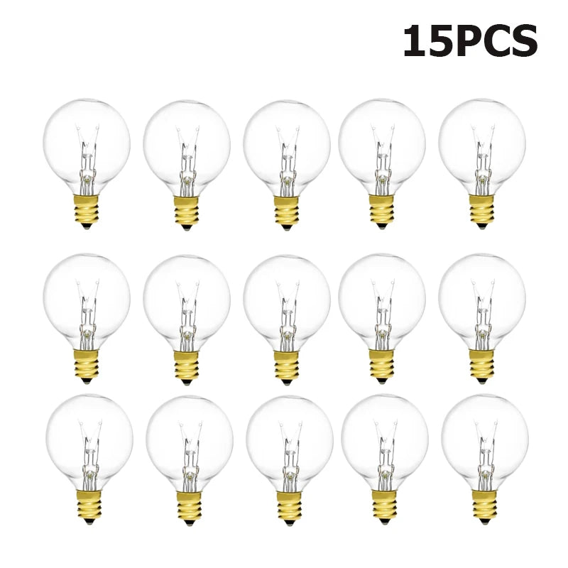 G40 Globe Clear Replacement Light Bulbs 7W Tungsten Edison Bulbs E12 2200K Warm White for Patio Lighting Decoration Wedding