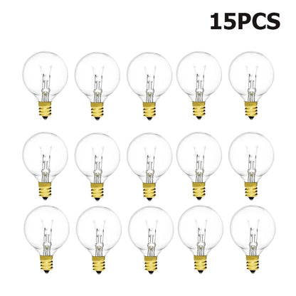 G40 Globe Clear Replacement Light Bulbs 7W Tungsten Edison Bulbs E12 2200K Warm White for Patio Lighting Decoration Wedding