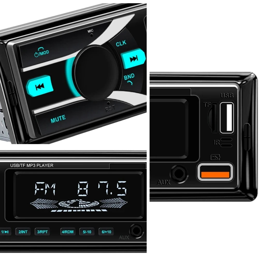 HIPPCRON Car MP3 Radio 1 Din Car Player 7 colorful lights Stereos for Car Universal FM Music Radio Optional With Remote Control