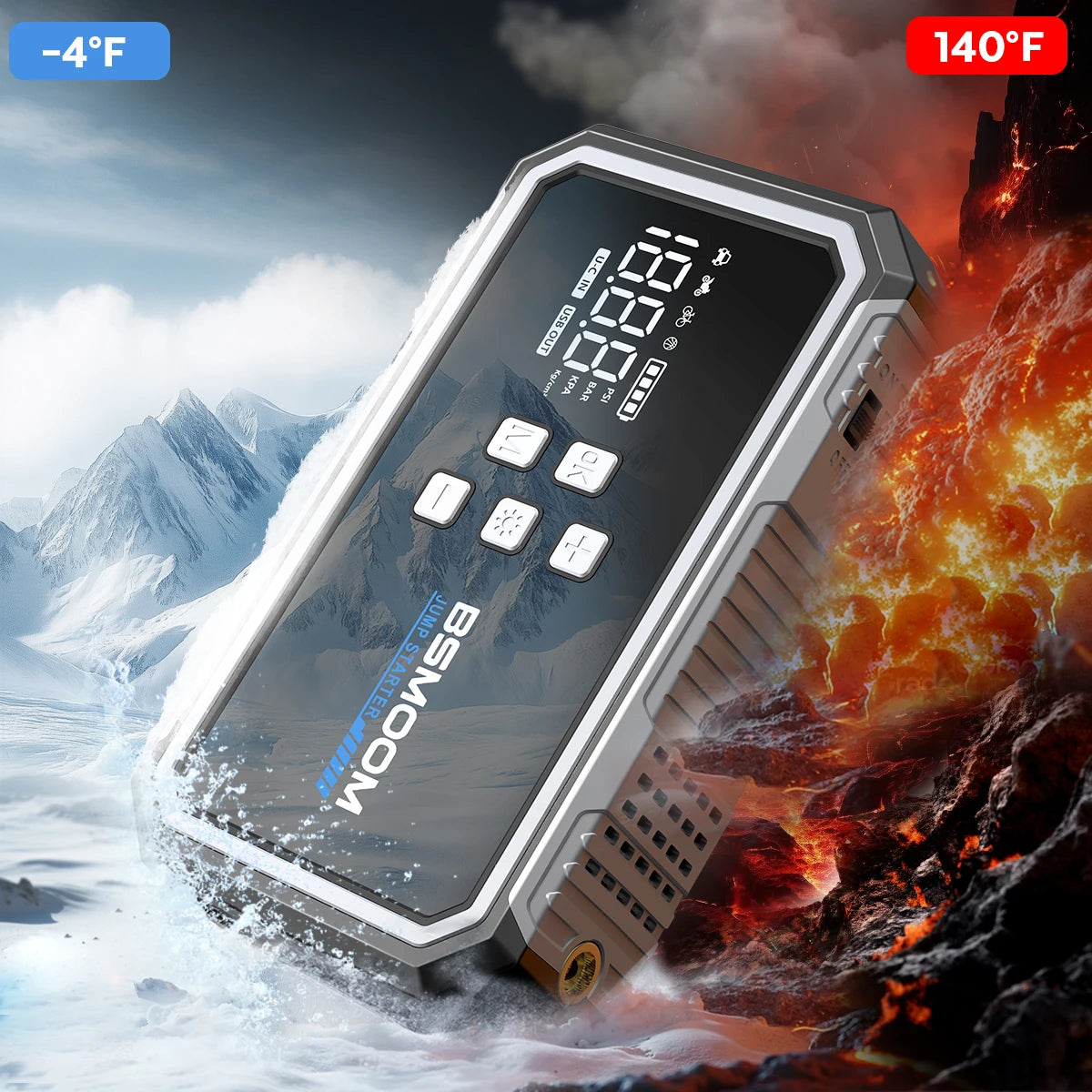 4-in-1 Jump Starter with Air Pump Starter Box Battery Pack with Digital Tire Inflator Car Battery Jump Starter