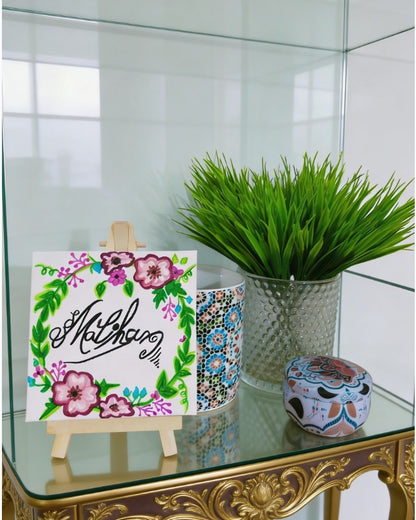 Personalised Mini Canvas Art 10x10cm with Easel | Custom Name, Birthday, Quote Gift | Handmade Canvas Painting | Islamic Calligraphy Gift | Art Bloom UK