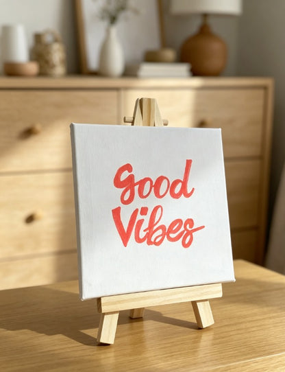 Personalised Calligraphy Mini Canvas Art | Custom Motivational Painting | Luxury Hand-Painted Acrylic Mini Canvas with Wooden Easel (10x10cm) | Unique Gift Idea | Desk, Bedroom & Home Décor