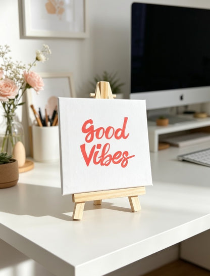 Personalised Calligraphy Mini Canvas Art | Custom Motivational Painting | Luxury Hand-Painted Acrylic Mini Canvas with Wooden Easel (10x10cm) | Unique Gift Idea | Desk, Bedroom & Home Décor