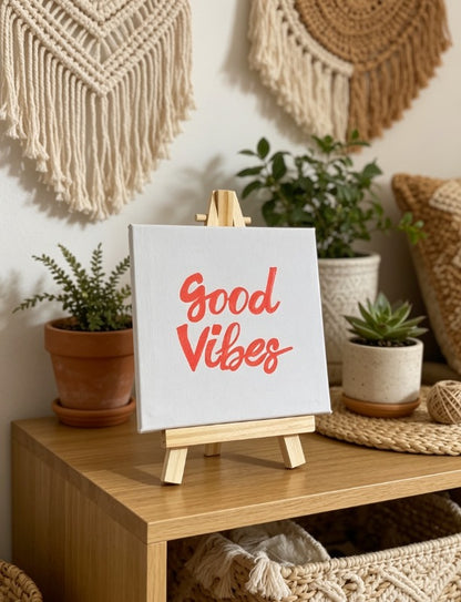 Personalised Calligraphy Mini Canvas Art | Custom Motivational Painting | Luxury Hand-Painted Acrylic Mini Canvas with Wooden Easel (10x10cm) | Unique Gift Idea | Desk, Bedroom & Home Décor