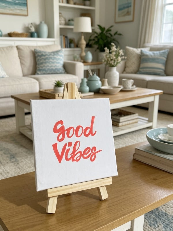 Personalised Calligraphy Mini Canvas Art | Custom Motivational Painting | Luxury Hand-Painted Acrylic Mini Canvas with Wooden Easel (10x10cm) | Unique Gift Idea | Desk, Bedroom & Home Décor