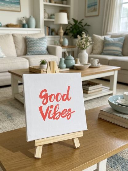 Personalised Calligraphy Mini Canvas Art | Custom Motivational Painting | Luxury Hand-Painted Acrylic Mini Canvas with Wooden Easel (10x10cm) | Unique Gift Idea | Desk, Bedroom & Home Décor