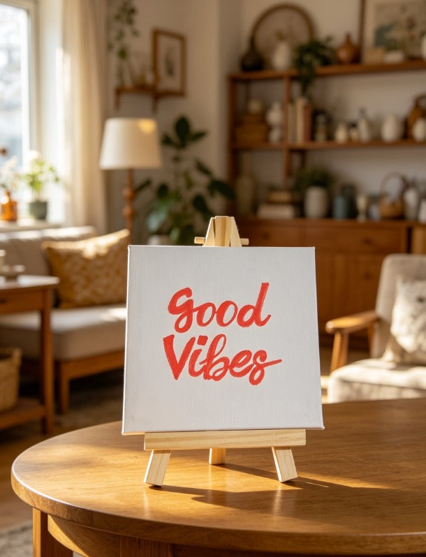 Personalised Calligraphy Mini Canvas Art | Custom Motivational Painting | Luxury Hand-Painted Acrylic Mini Canvas with Wooden Easel (10x10cm) | Unique Gift Idea | Desk, Bedroom & Home Décor