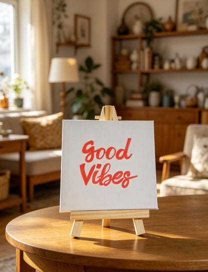 Personalised Calligraphy Mini Canvas Art | Custom Motivational Painting | Luxury Hand-Painted Acrylic Mini Canvas with Wooden Easel (10x10cm) | Unique Gift Idea | Desk, Bedroom & Home Décor