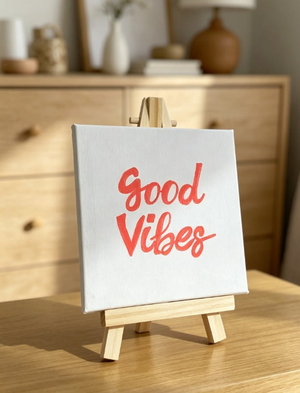 Personalised Calligraphy Mini Canvas Art | Custom Motivational Painting | Luxury Hand-Painted Acrylic Mini Canvas with Wooden Easel (10x10cm) | Unique Gift Idea | Desk, Bedroom & Home Décor