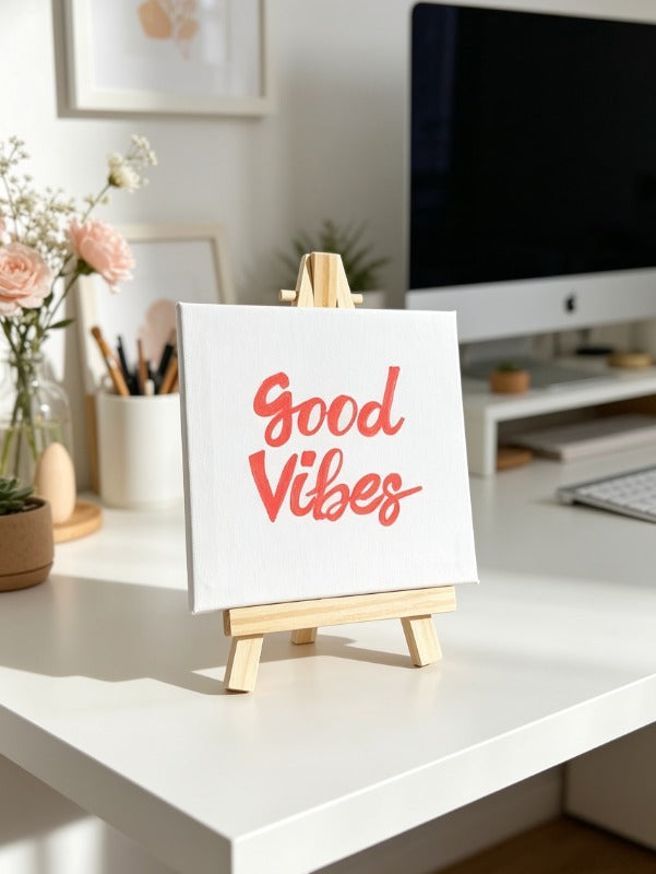 Personalised Calligraphy Mini Canvas Art | Custom Motivational Painting | Luxury Hand-Painted Acrylic Mini Canvas with Wooden Easel (10x10cm) | Unique Gift Idea | Desk, Bedroom & Home Décor