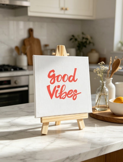 Personalised Calligraphy Mini Canvas Art | Custom Motivational Painting | Luxury Hand-Painted Acrylic Mini Canvas with Wooden Easel (10x10cm) | Unique Gift Idea | Desk, Bedroom & Home Décor