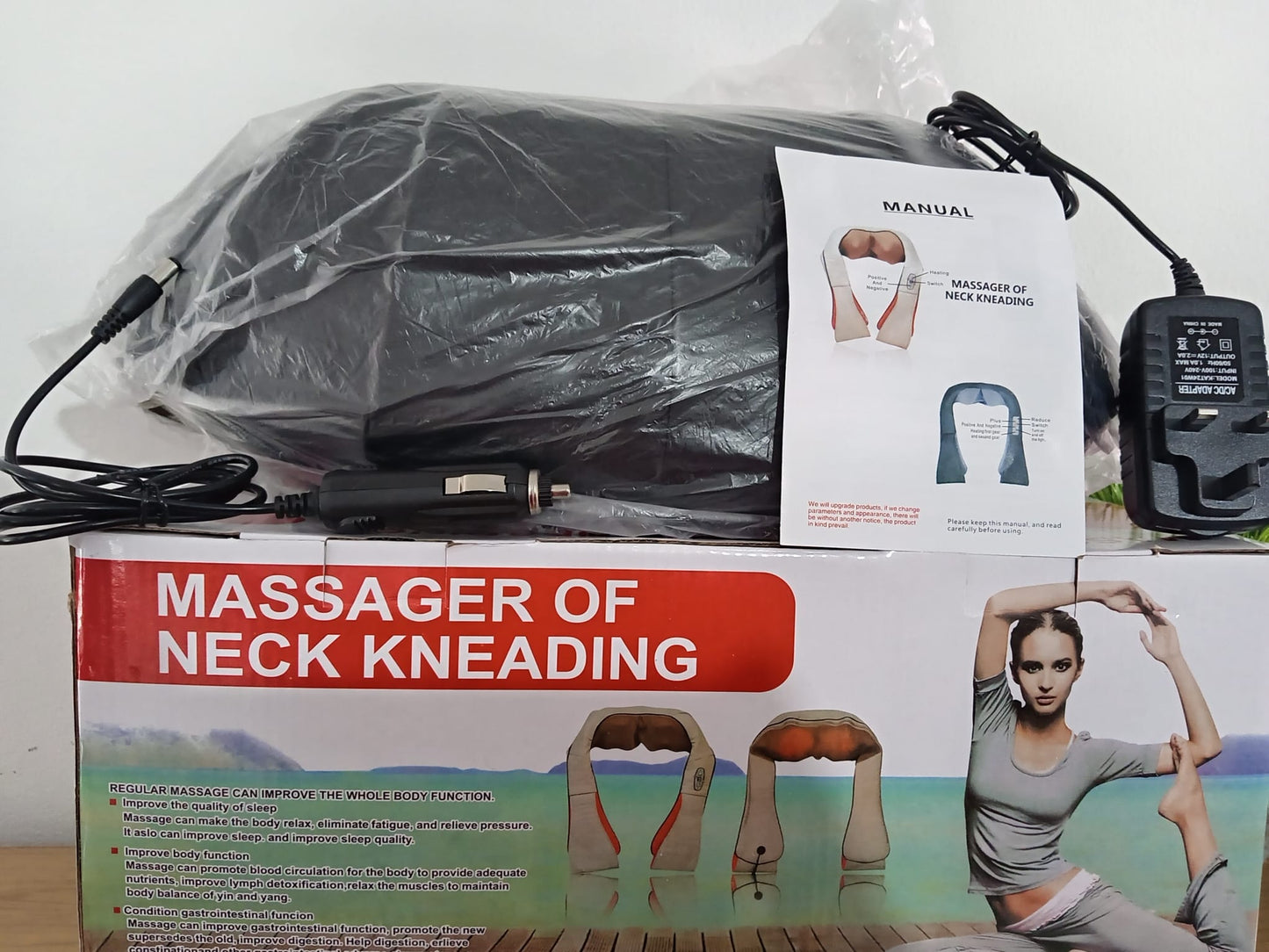 Neck Kneading Massager with Heat | Portable Body Massage Device | Includes Car Charger & UK Plug | Full Body Indoor & Outdoor Use