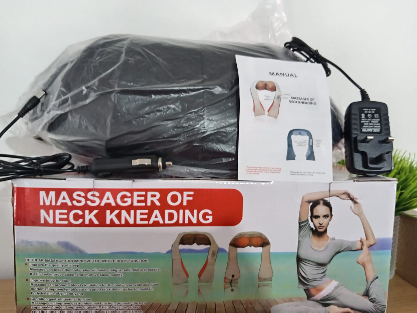 Neck Kneading Massager with Heat | Portable Body Massage Device | Includes Car Charger & UK Plug | Full Body Indoor & Outdoor Use