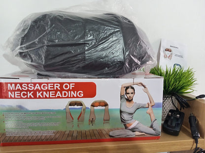Neck Kneading Massager with Heat | Portable Body Massage Device | Includes Car Charger & UK Plug | Full Body Indoor & Outdoor Use