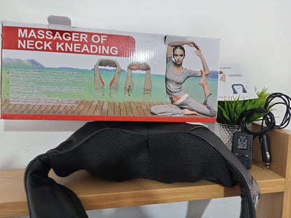 Neck Kneading Massager with Heat | Portable Body Massage Device | Includes Car Charger & UK Plug | Full Body Indoor & Outdoor Use