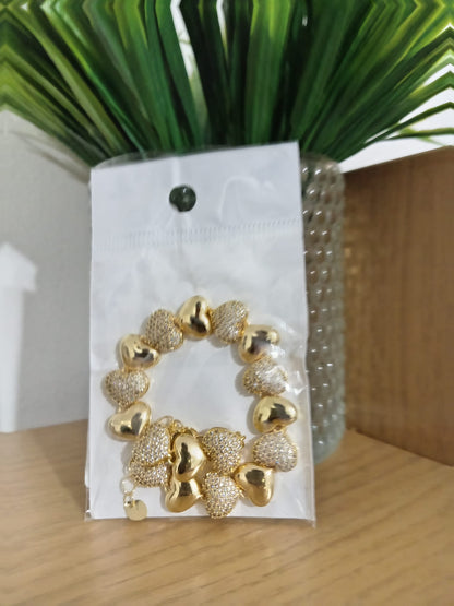 Heart Charm Bracelet for Women Cubic Zirconia Link Chain Bracelet Romantic Fashion Jewelry Adjustable Bracelet Gift for Her White