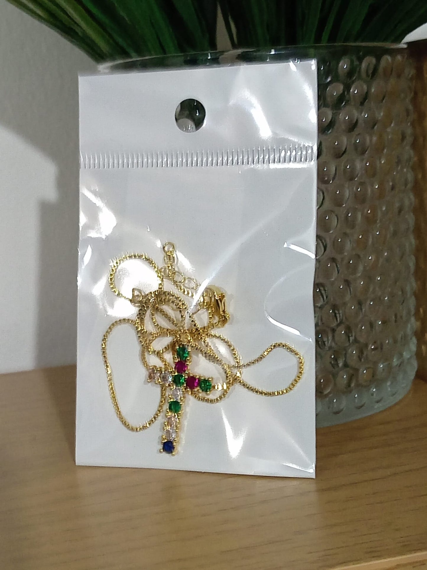 Rainbow Necklace for Women Multicolor Cubic Zirconia Round Pendant Necklace Gold Plated Charm Jewelry Adjustable Long Chain Birthday Party Gift