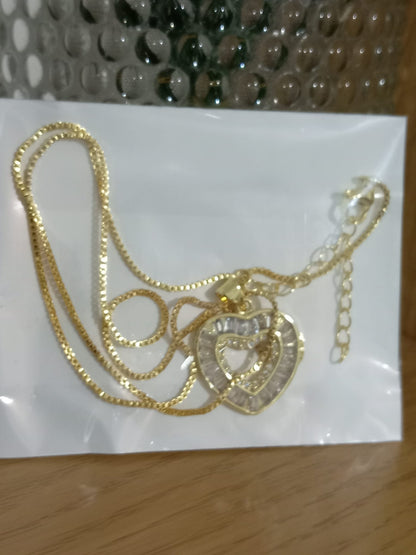 Heart Pendant Necklace for Women Hollow Crystal Zircon Necklace Gold Plated Heart Charm Jewelry Adjustable Chain Anniversary Wedding Gift