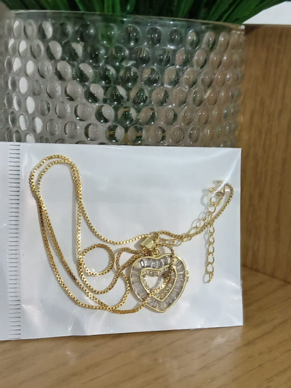 Heart Pendant Necklace for Women Hollow Crystal Zircon Necklace Gold Plated Heart Charm Jewelry Adjustable Chain Anniversary Wedding Gift