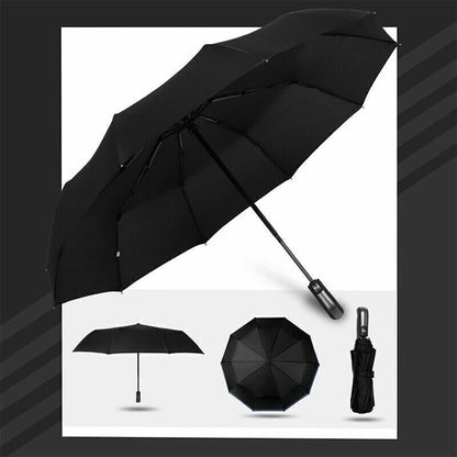 10 Ribs Strong Automatic Umbrella Windproof Stormproof Compact Folding Umbrella
