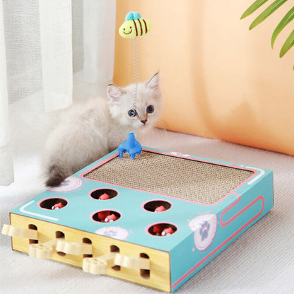 Cat Toy Whack-a-Mole Cat Scratching Board Toy Grinding Claw Rest Play Funny Cat