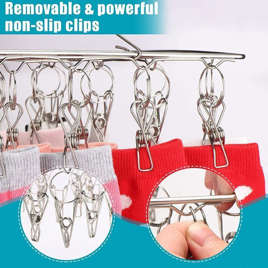36 Thickened Clip Underwear Sock Hanger Laundry Airer Dryer Rack StainlessSteel