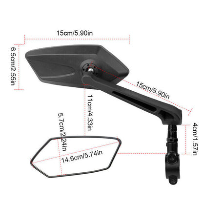 2x Bicycle Bike Handlebar Rear View Mirrors Rearview Rectangle Cycle Back Mirror