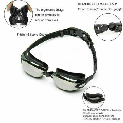 Anti Fog Swimming Goggles UV Glasses Adjustable Earbuds For Men Women Kids