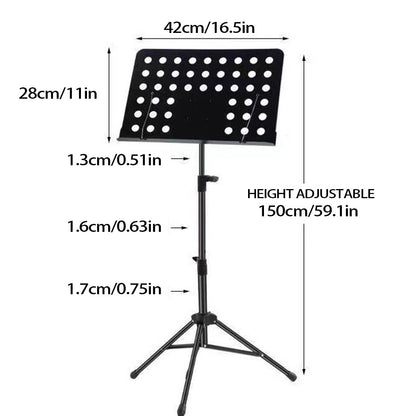 Heavy Duty Orchestral Music Stand Folding Adjustable Sheet Stand Tripod Base
