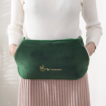 Hot Water Bottle Bag Belt Rubber Warm Plush Pouch Waist Cover Belt