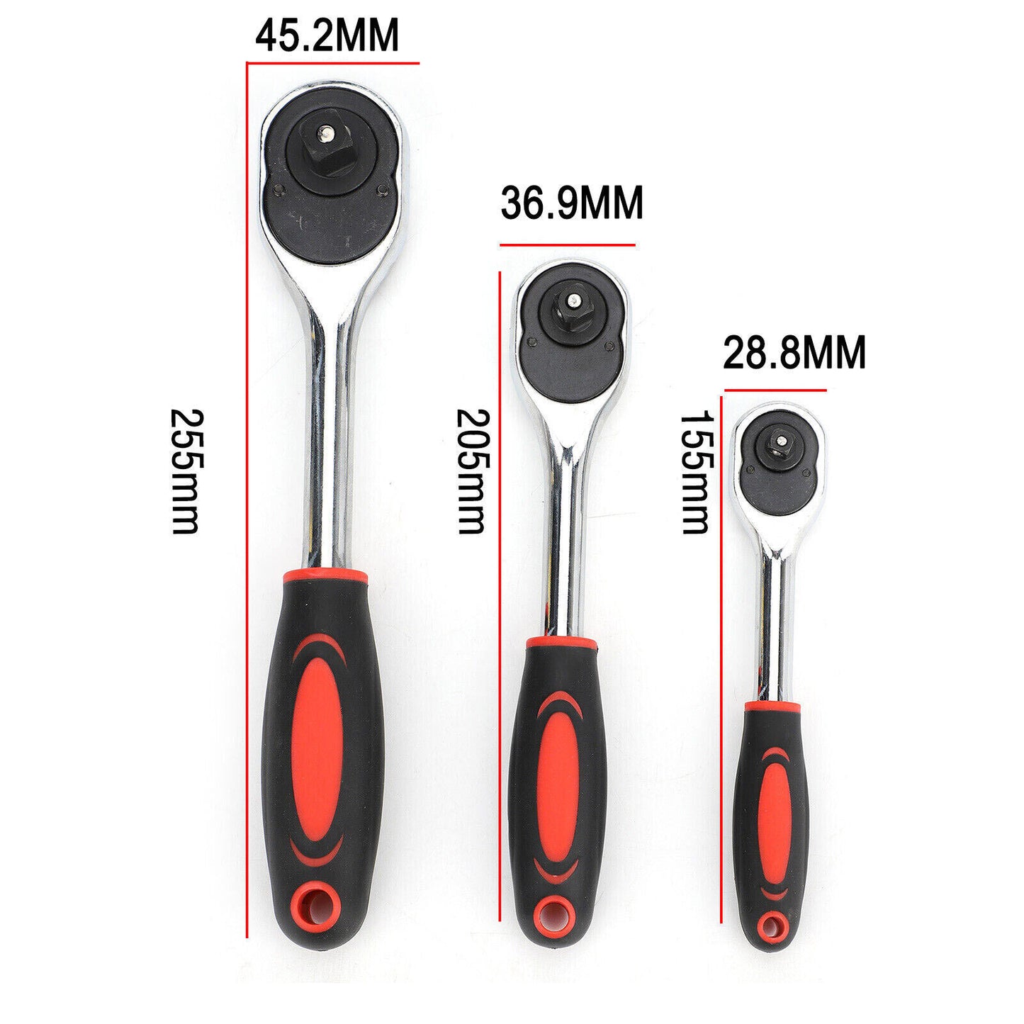 3 Piece 1-2 3-8 1-4  Ratchet Set Drive Heavy Duty Ratchet Socket UK