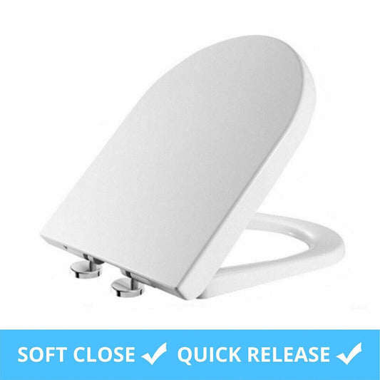 NEW LUXURY BATHROOM SLOW SOFT CLOSE D-SHAPE TOILET SEAT SEATS WC HEAVY DUTY