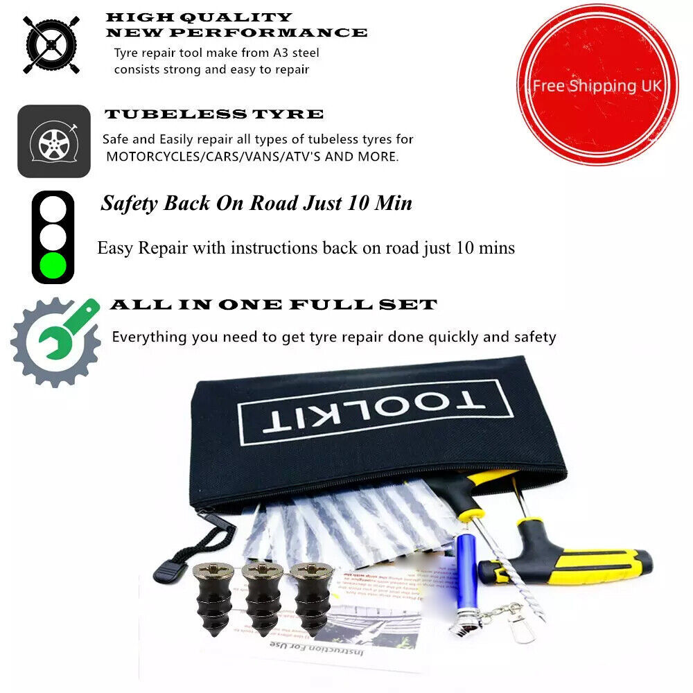 22Pcs Emergency Tyre Puncture Repair Kit Car Van Motorcycle Tubeless Tire Strips