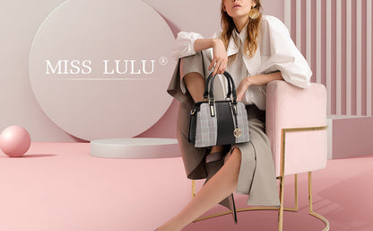 Miss Lulu Handbag Women Retro Stripes Crossbody Bags Elegant Stitching Shoulder Bag Faux Leather