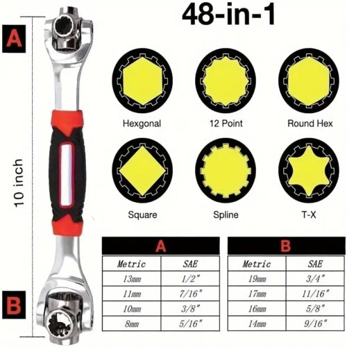 48 In 1 Universal Wrench Handy Adjustable Tool Multi-Function Socket Spanner UK