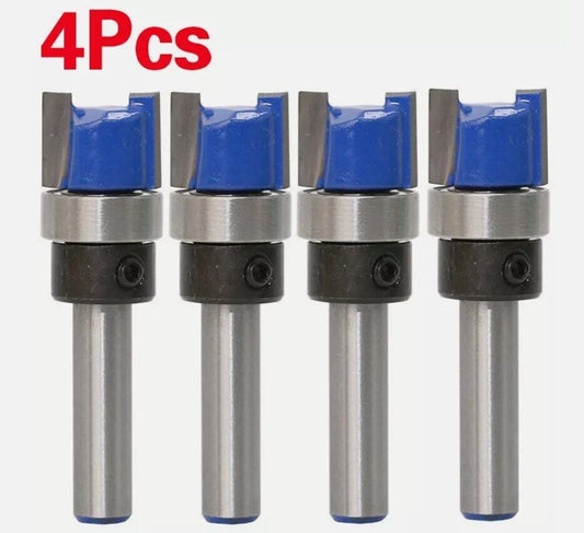 4Pcs Top Bearing Flush Trim Pattern Router Bit 1 -4 Shank Milling Cutter Set