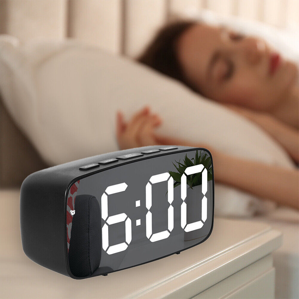 Digital Alarm Clock Mains Powered Large Night Light Bedside Alarm Non Ticking