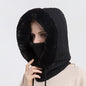 Slouchy Fleece Beanie Hats Scarf Mask Warmer Hooded Winter Pullover Knitted Hat
